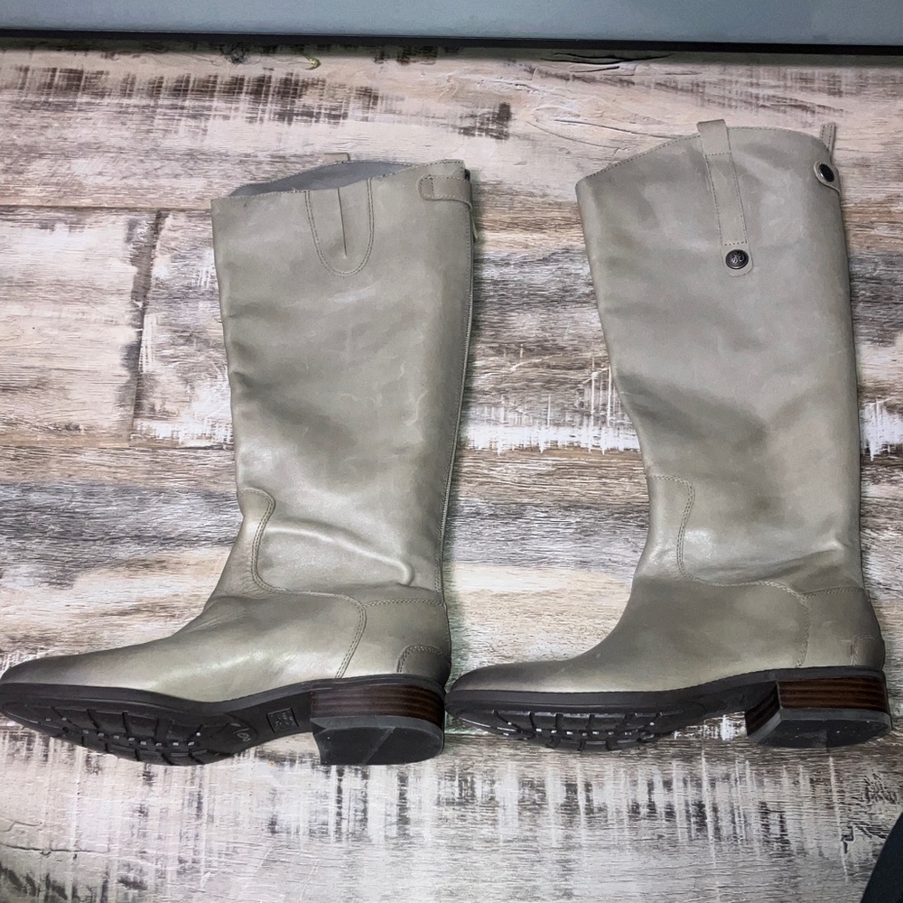 Sam Edelman Women's Gray Leather Penny Riding Boots, size 8.5M
